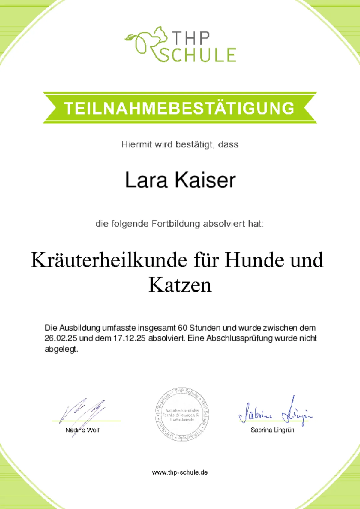 Teilnahmebest&auml;tigung: Kr&auml;uterheilkunde